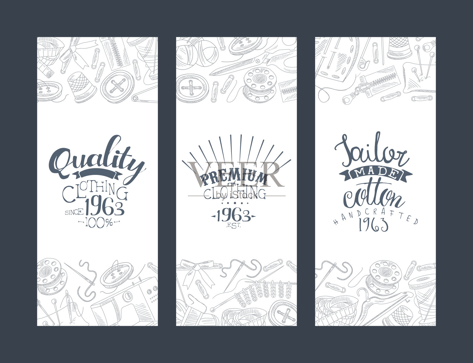 采购产品质量衣服，裁缝做的高级质量卡片模板集，旗帜，传单或海报矢量插图矢量插图插画图片素材