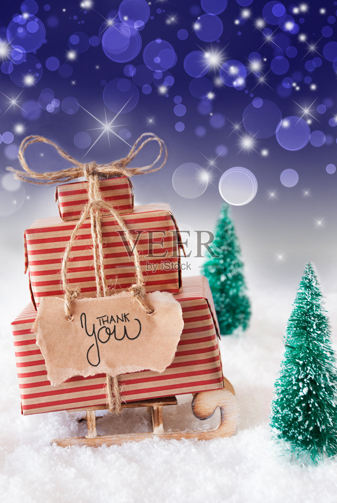 雪橇，礼物，雪，谢谢你，紫色背景照片摄影图片