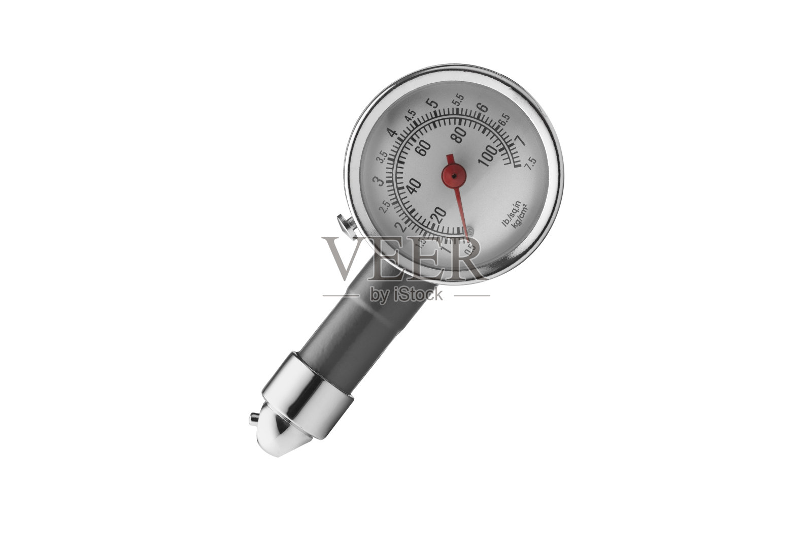 轮胎压力表在白色背景上照片摄影图片