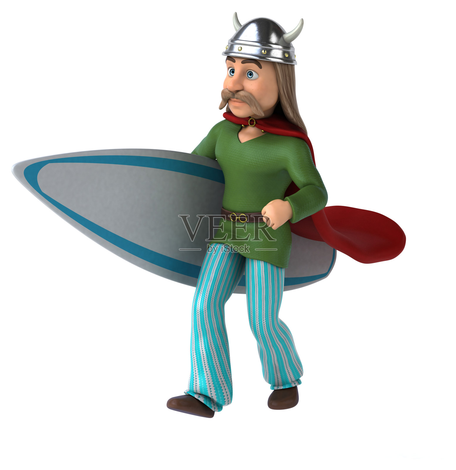 有趣的3D高卢冲浪照片摄影图片