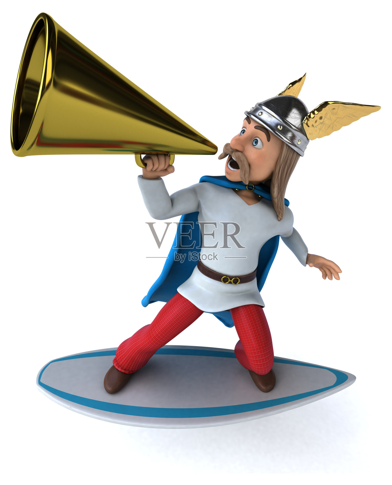 有趣的3D高卢冲浪照片摄影图片