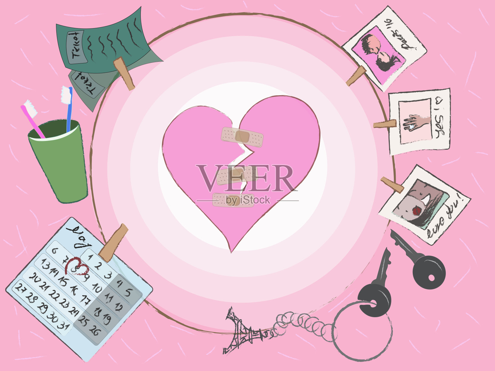 破碎的心插画图片素材