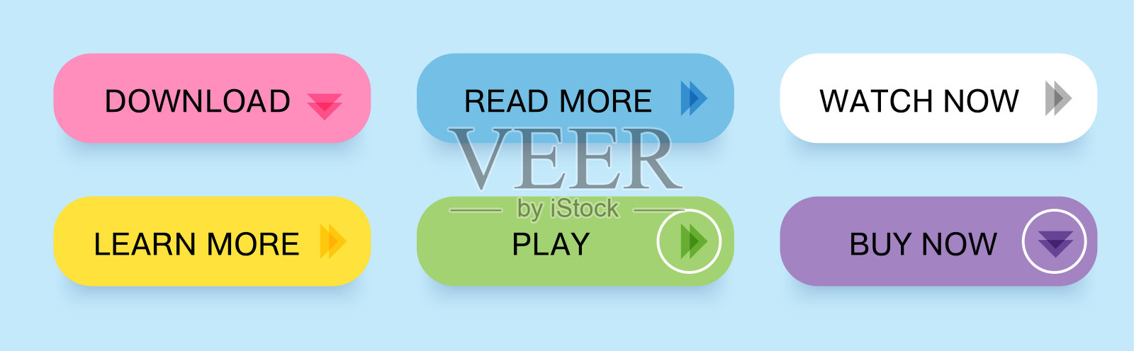 设置矢量现代时尚按钮隔离。设计元素图片