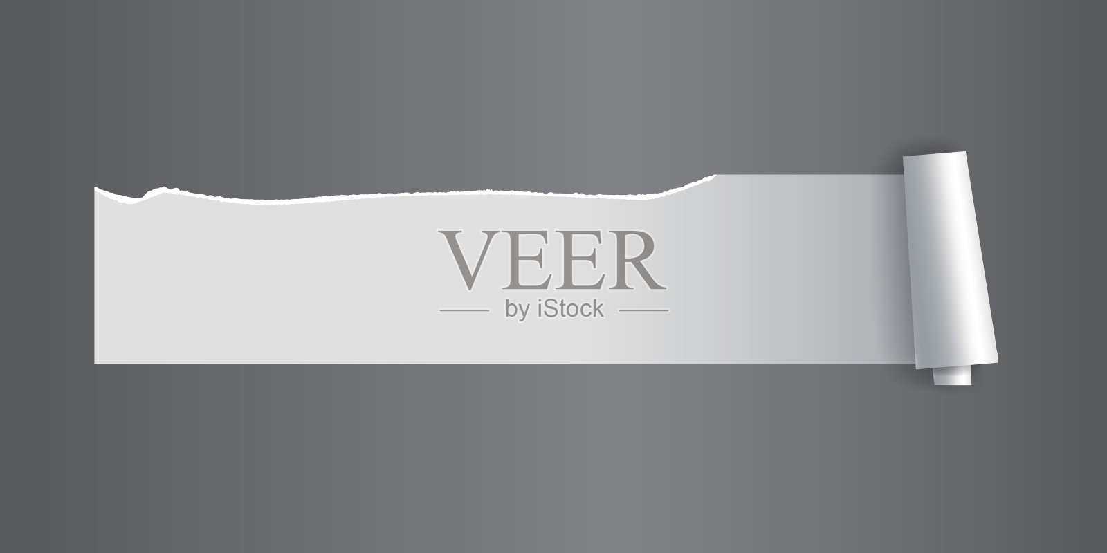 边缘撕裂的纸带。撕破的白纸和柔软的影子为网和打印。插画图片素材