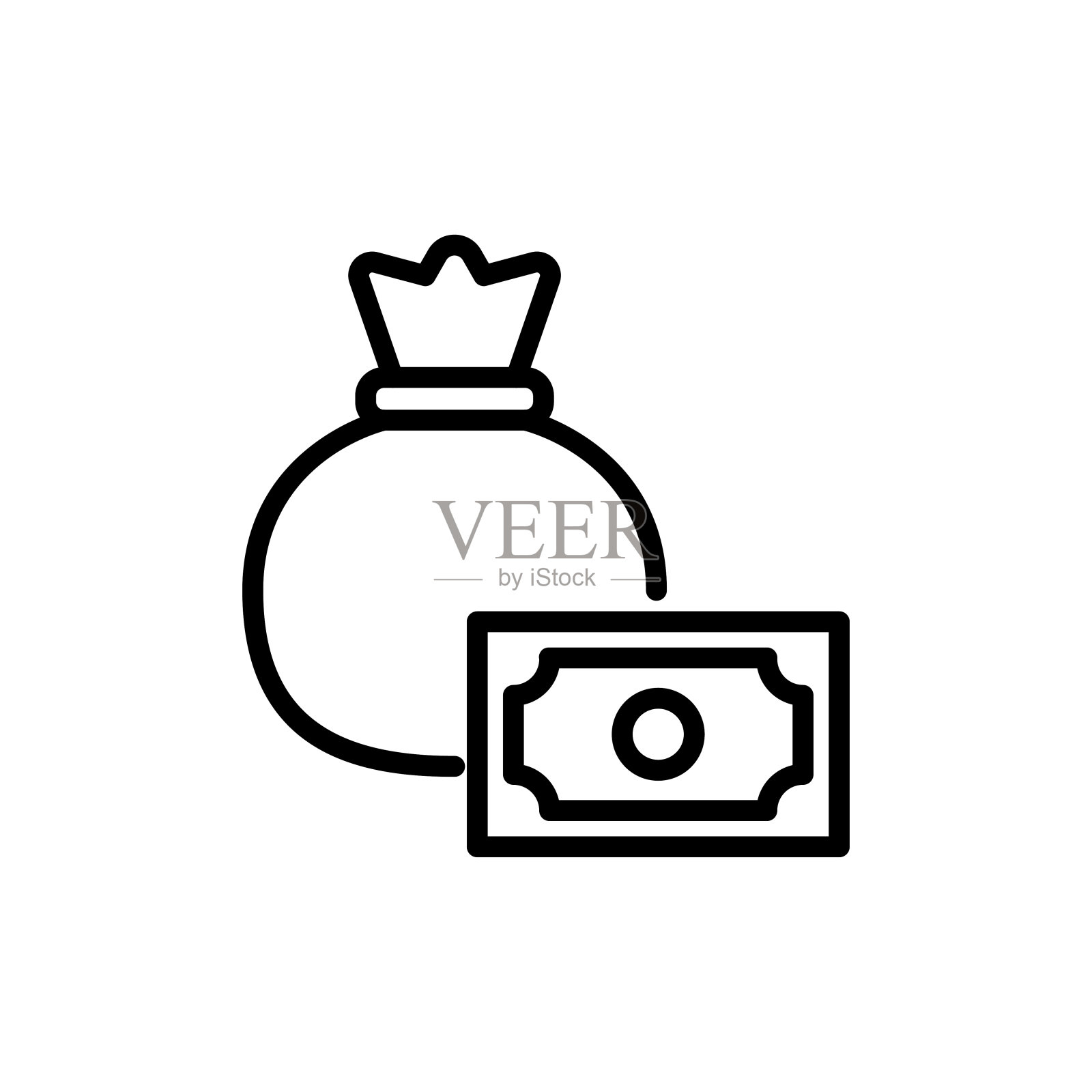 简单的钱袋线图标。图标素材