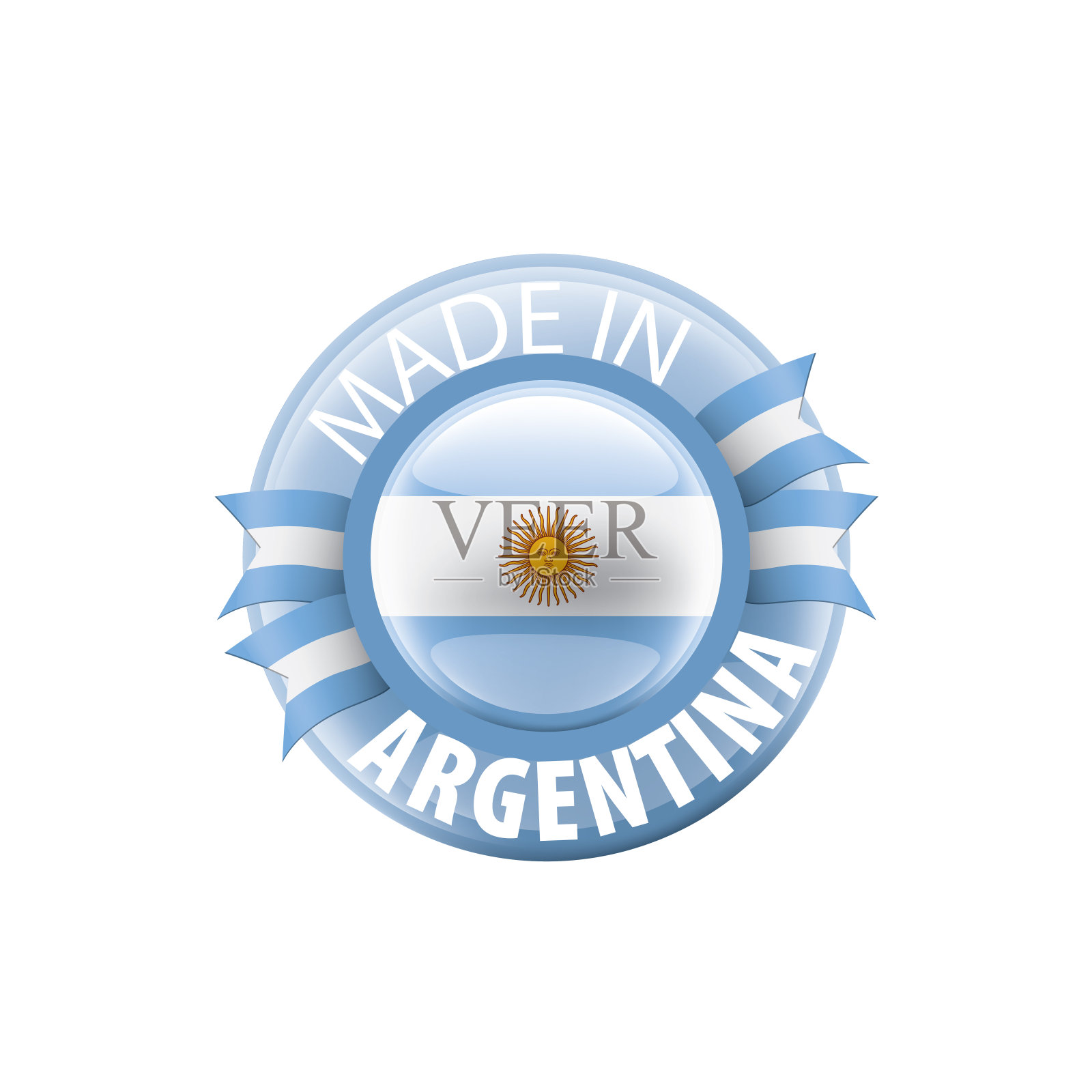 阿根廷国旗，矢量插图在白色的背景插画图片素材