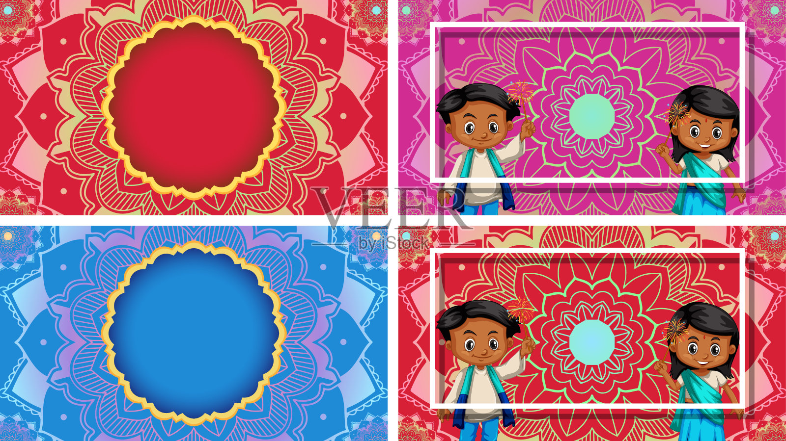 背景模板与曼荼罗设计插画图片素材