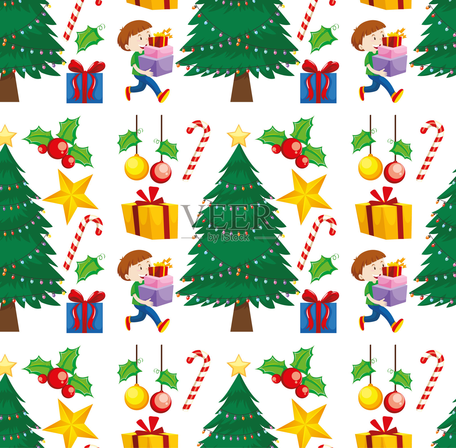 无缝的背景设计与圣诞主题插画图片素材