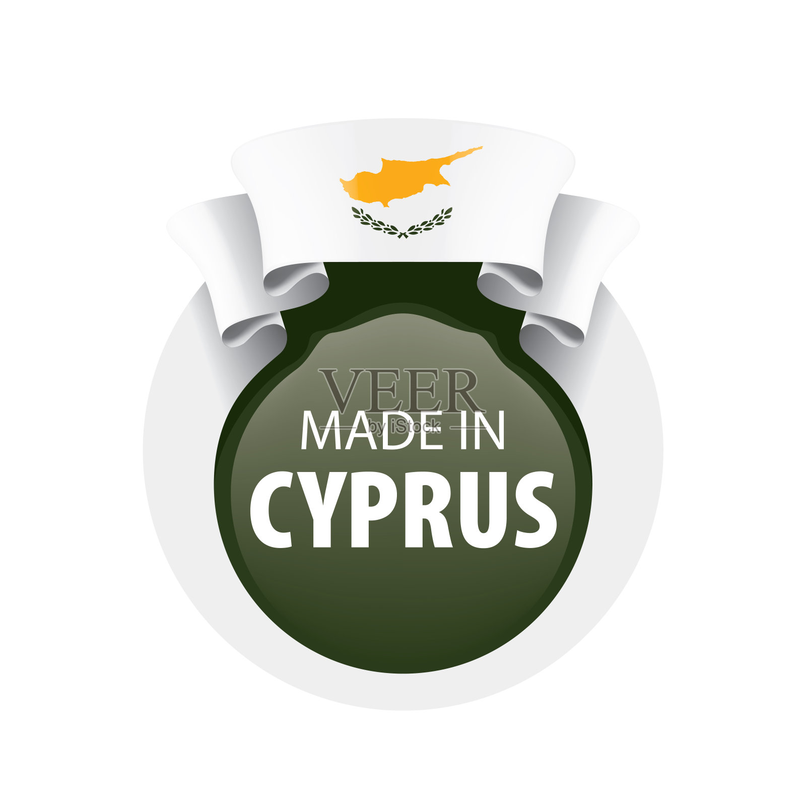 塞浦路斯国旗，矢量插图上的白色背景设计元素图片