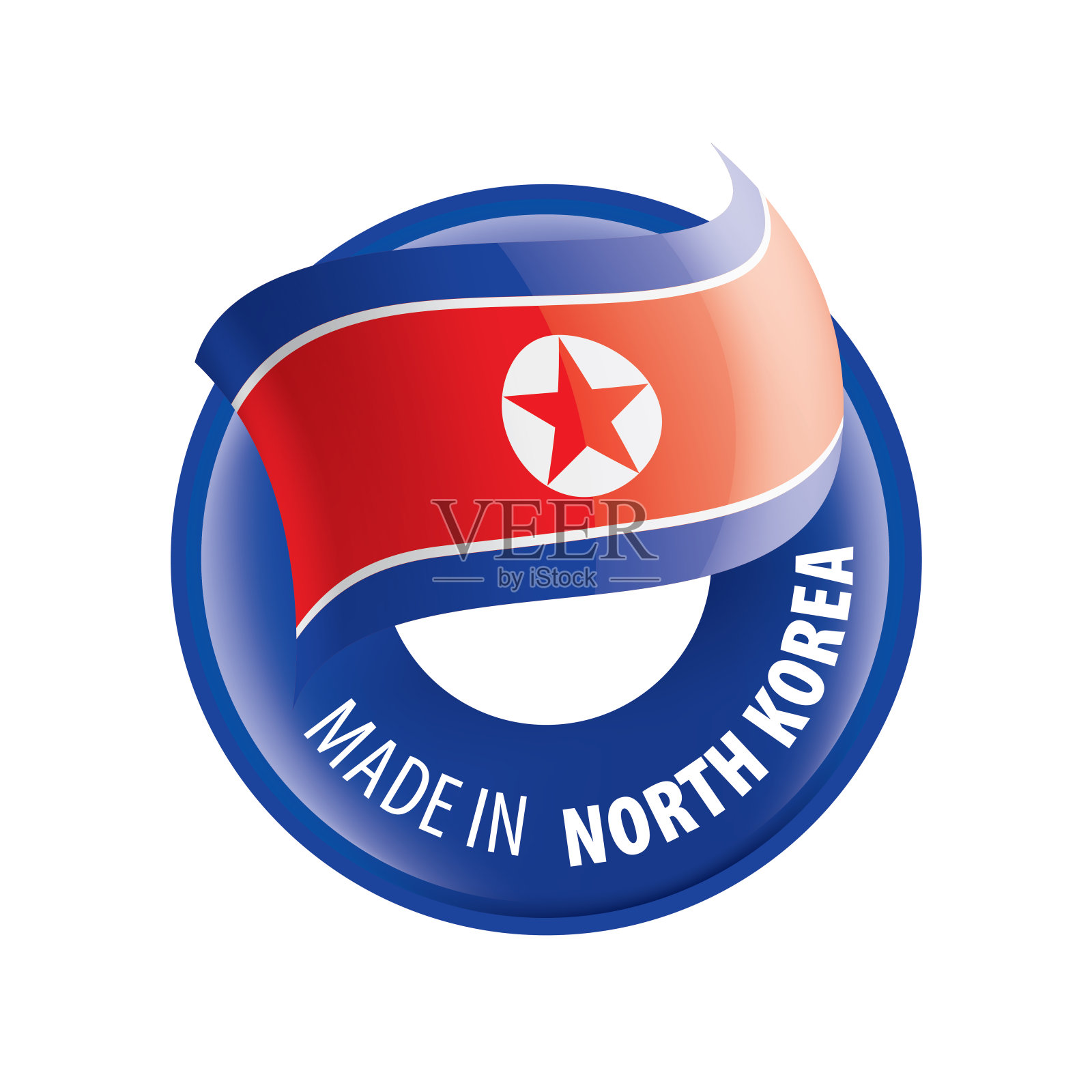 北朝鲜国旗，白色背景矢量插图插画图片素材