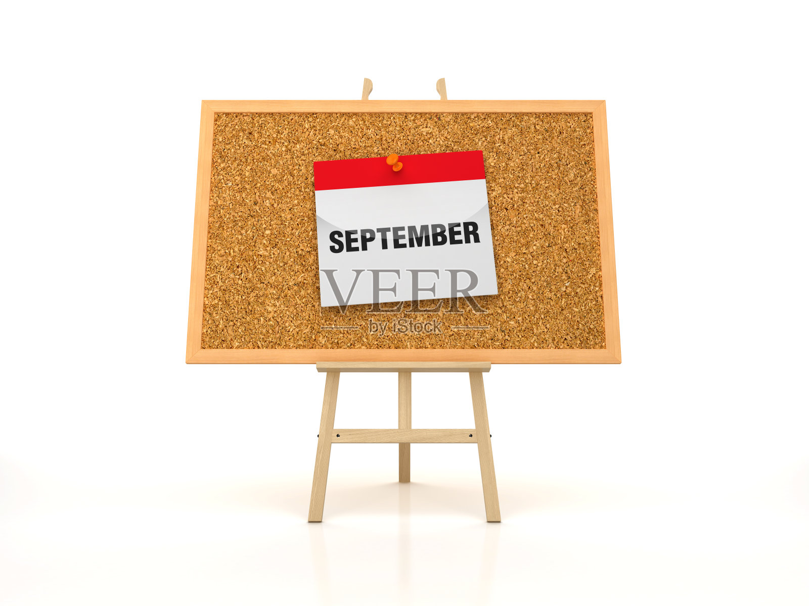 画架与九月日历在木板框架- 3D渲染照片摄影图片