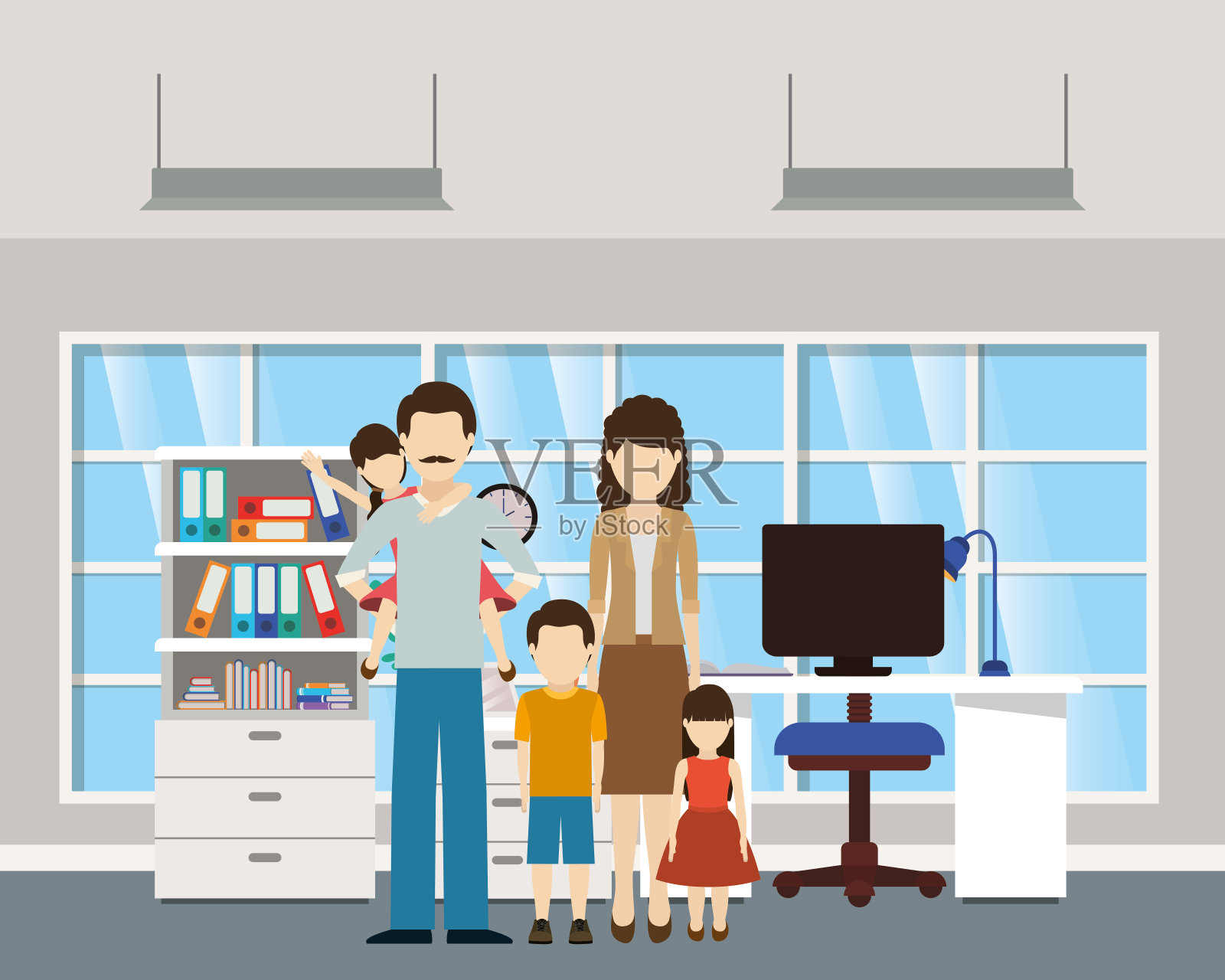 父亲和母亲与儿子矢量设计插画图片素材