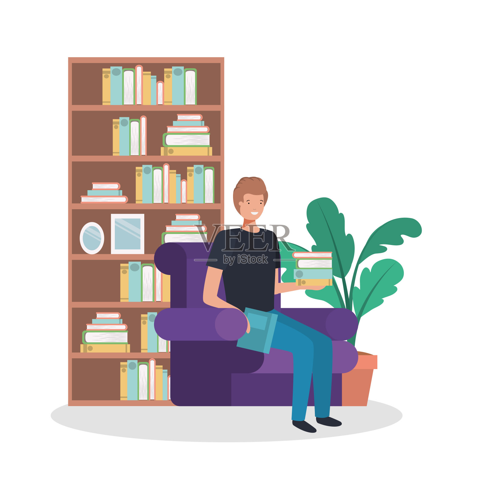 坐着的男人头像矢量设计插画图片素材