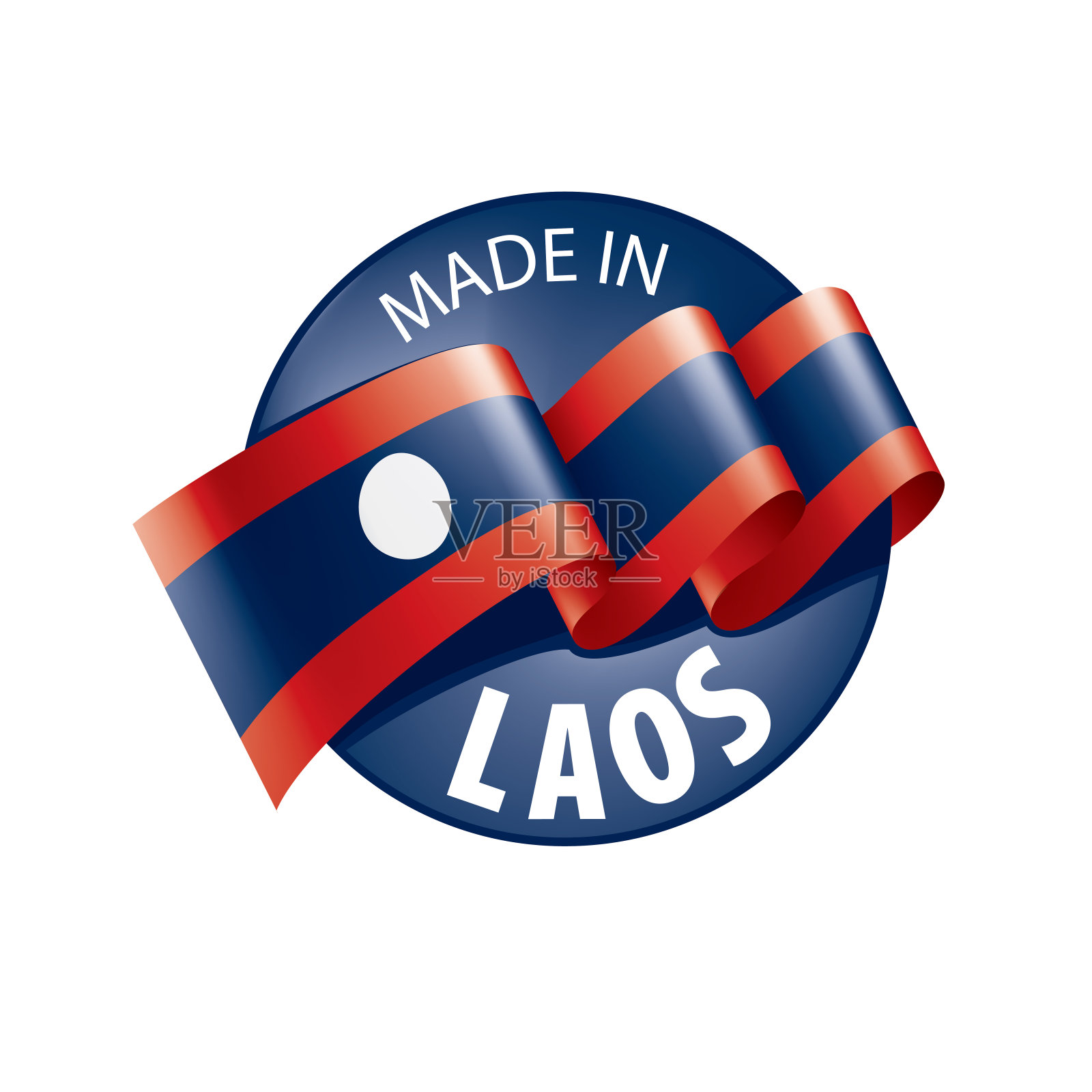 老挝国旗，矢量插图在白色的背景插画图片素材