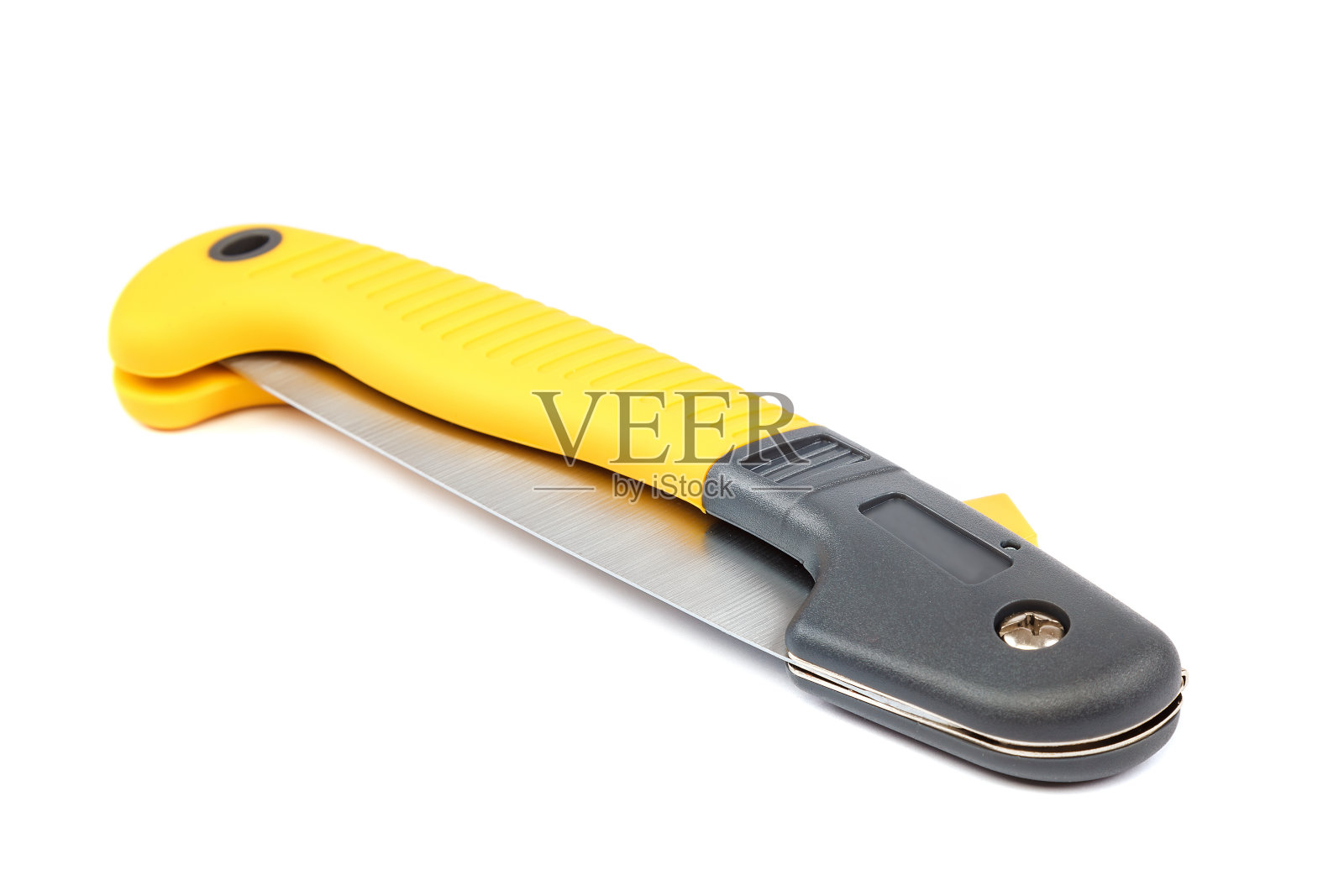 折叠锯孤立在白色背景上。照片摄影图片