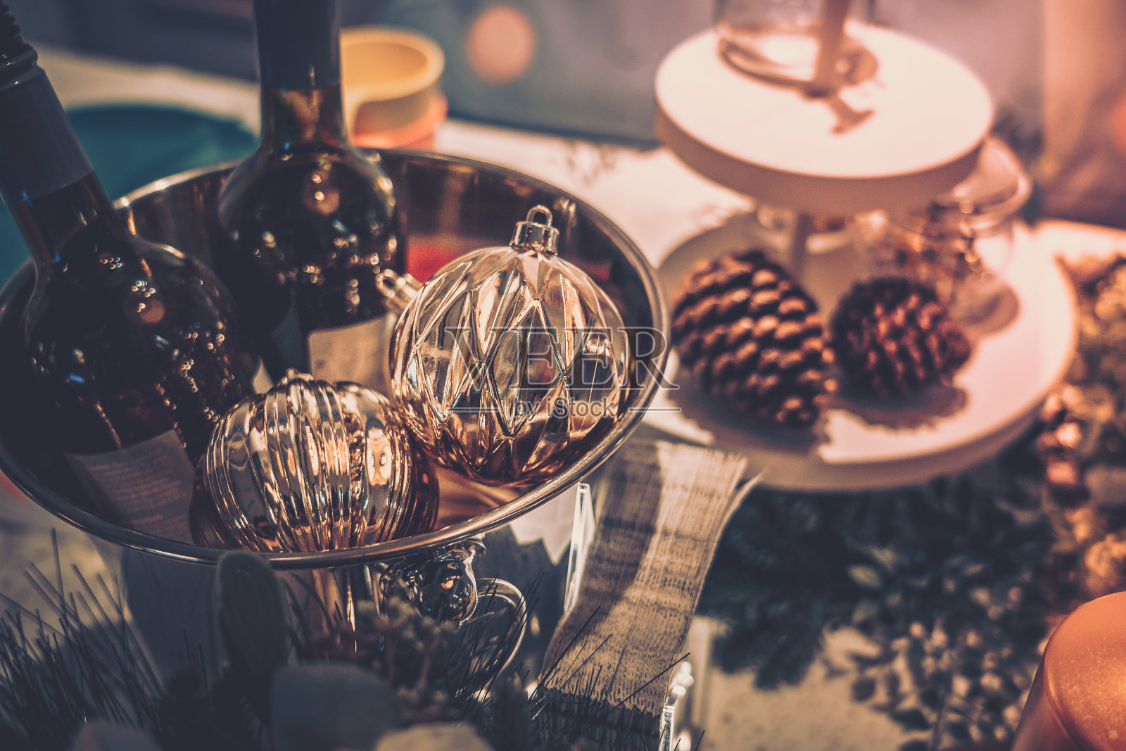 圣诞装饰品;圣诞装饰;复古风格照片摄影图片