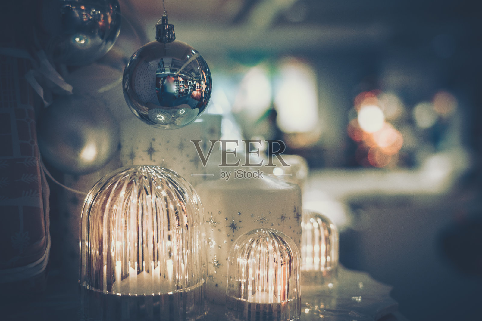 圣诞装饰品;圣诞装饰;复古风格照片摄影图片