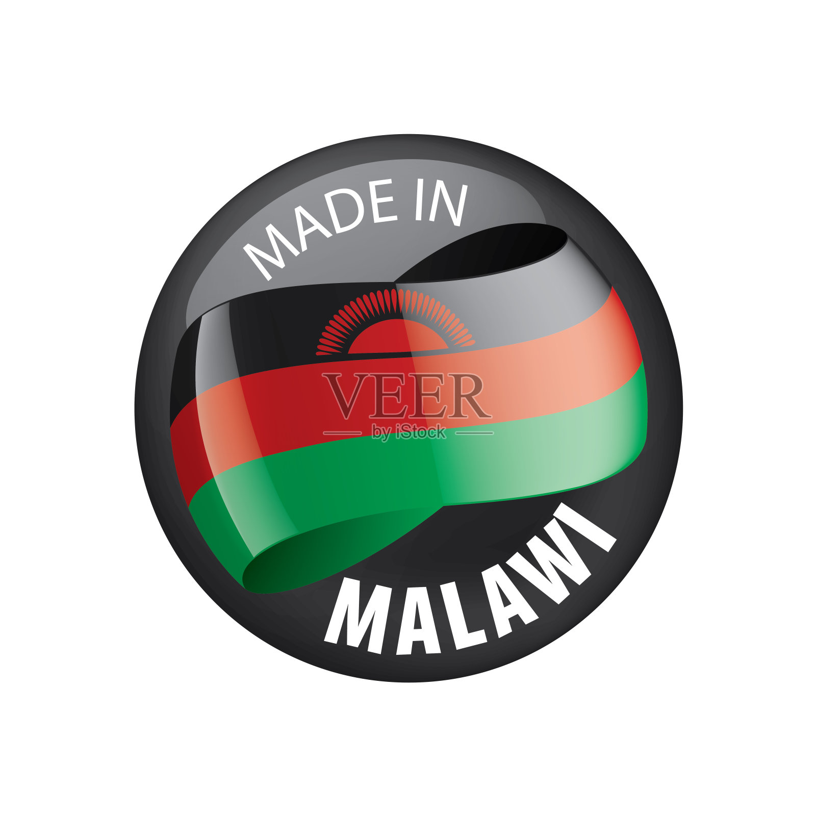 马拉维国旗，白色背景上的矢量插图插画图片素材