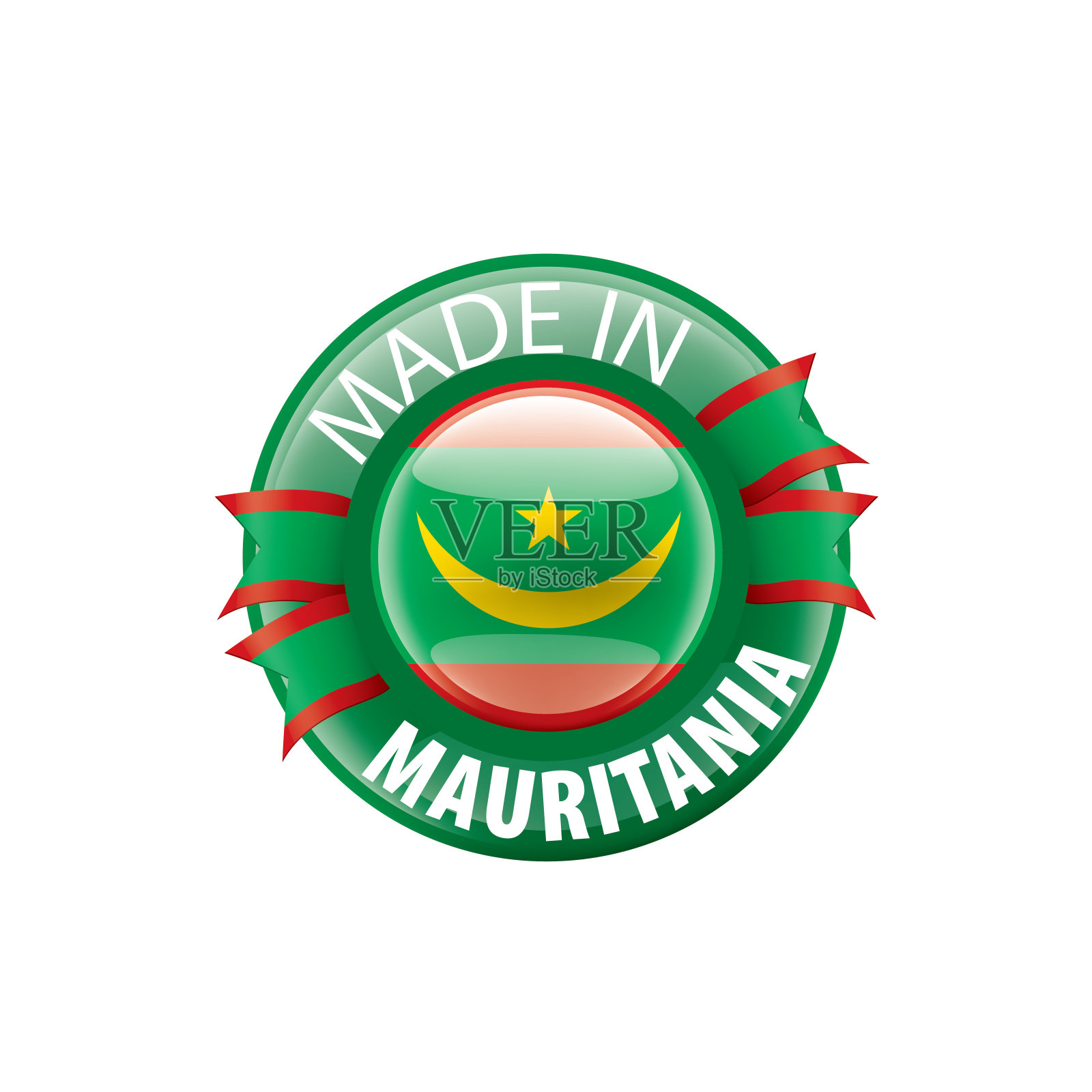 毛里塔尼亚国旗，白色背景矢量插图插画图片素材