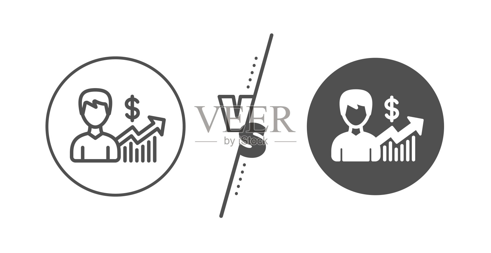 业务结果行图标。美元符号。向量设计元素图片