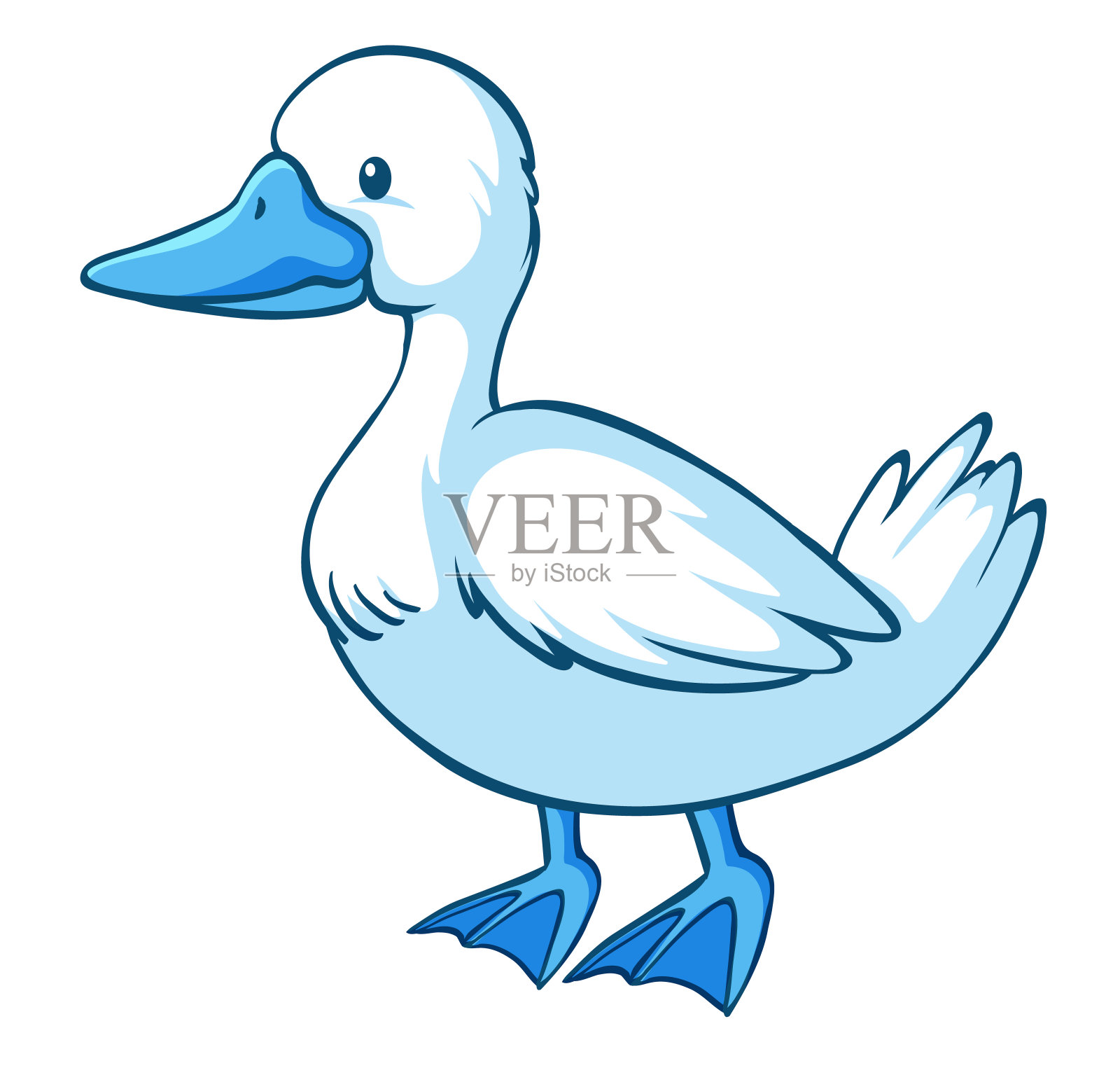 白色背景上的蓝鸭子设计元素图片
