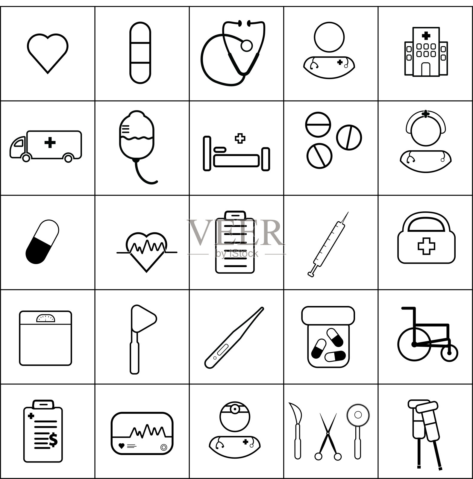 矢量医生护理细线图标，图标素材