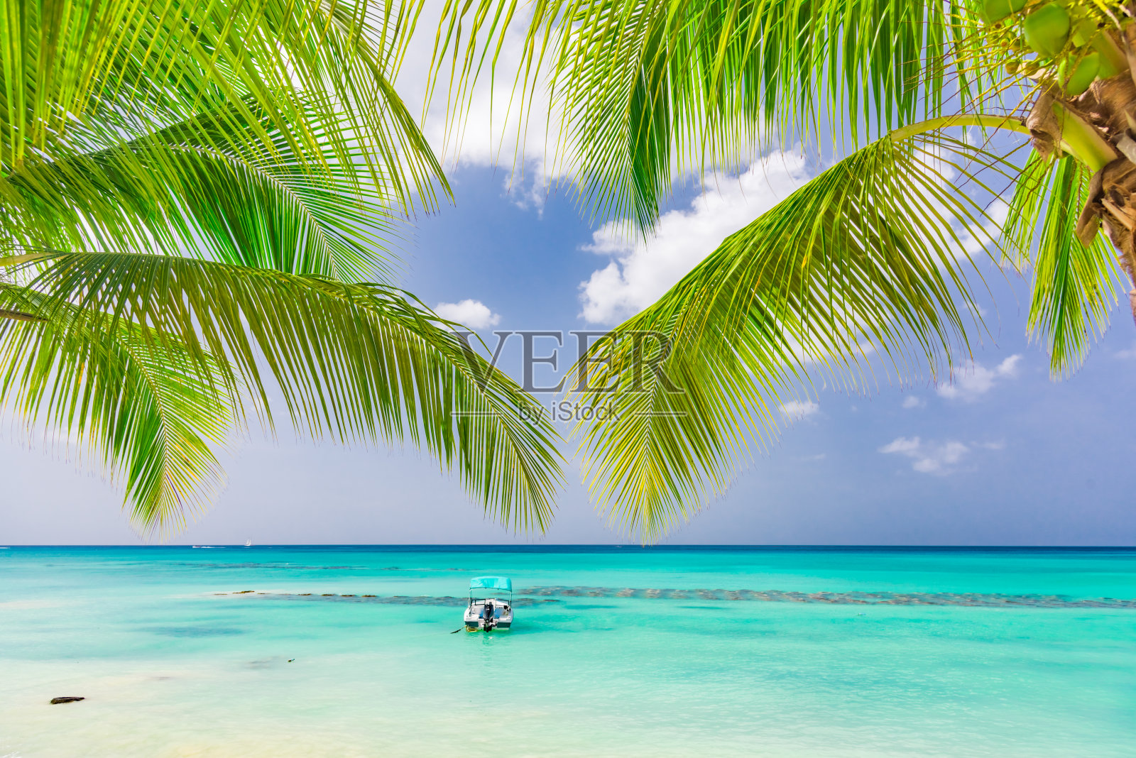 小艇加勒比海海滩照片摄影图片