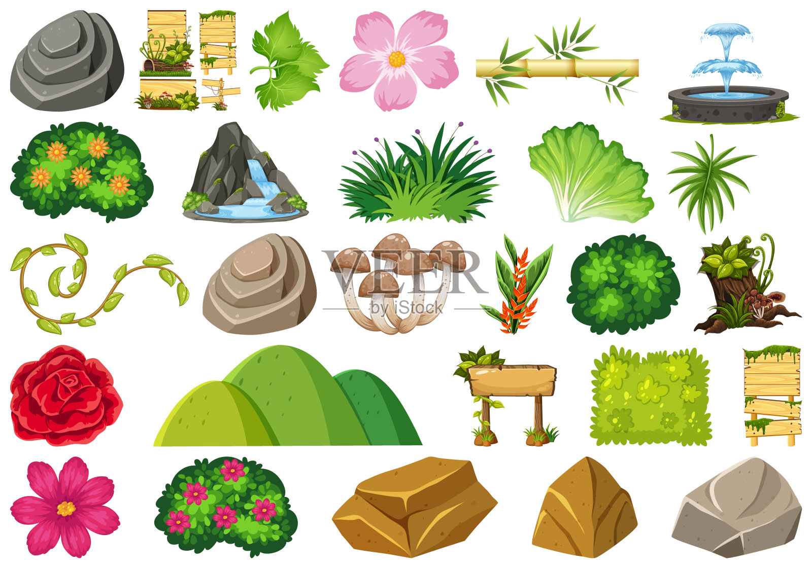 一组孤立的对象主题-园艺插画图片素材