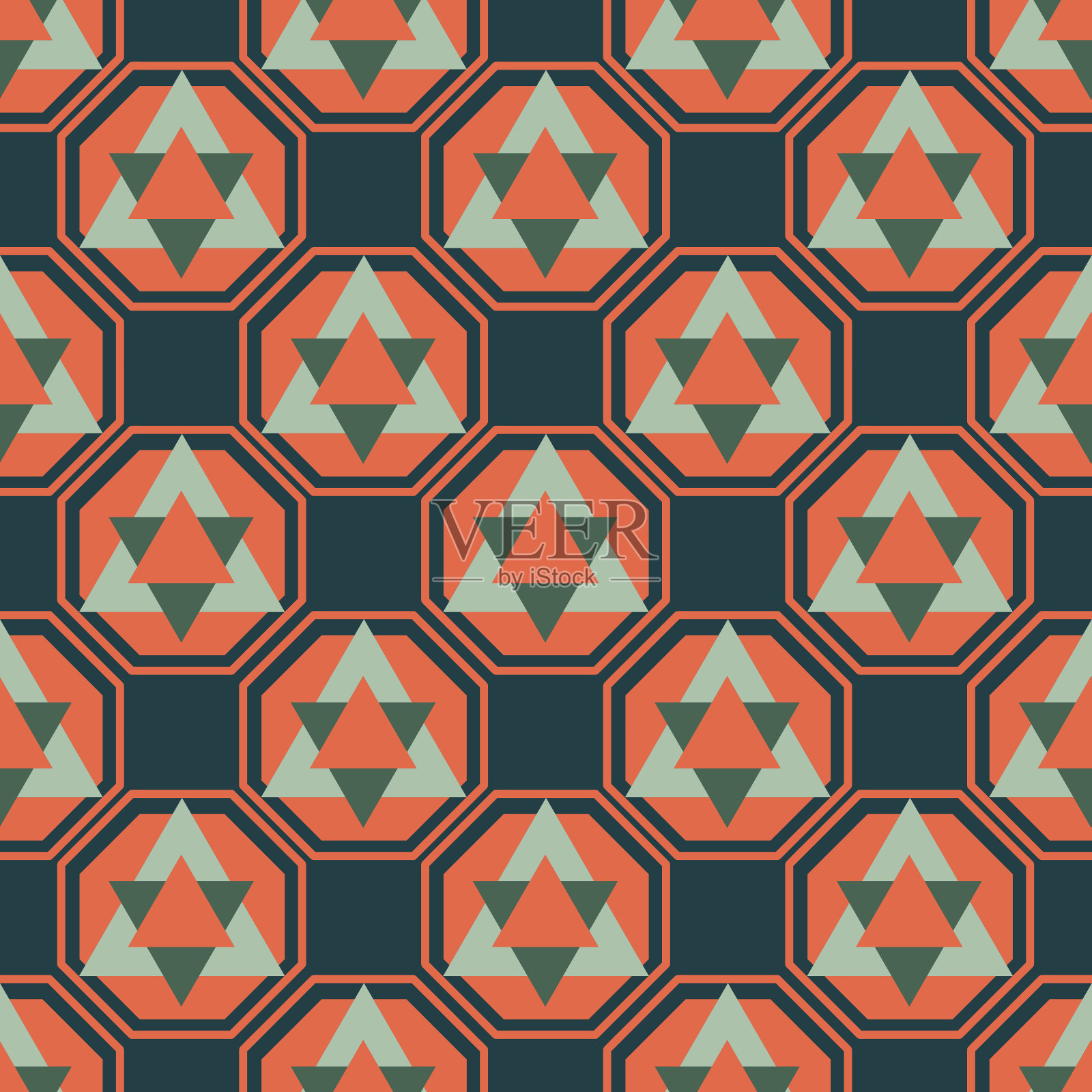 几何线和形状抽象无缝背景与三角形和多边形。四种颜色。矢量插图。插画图片素材