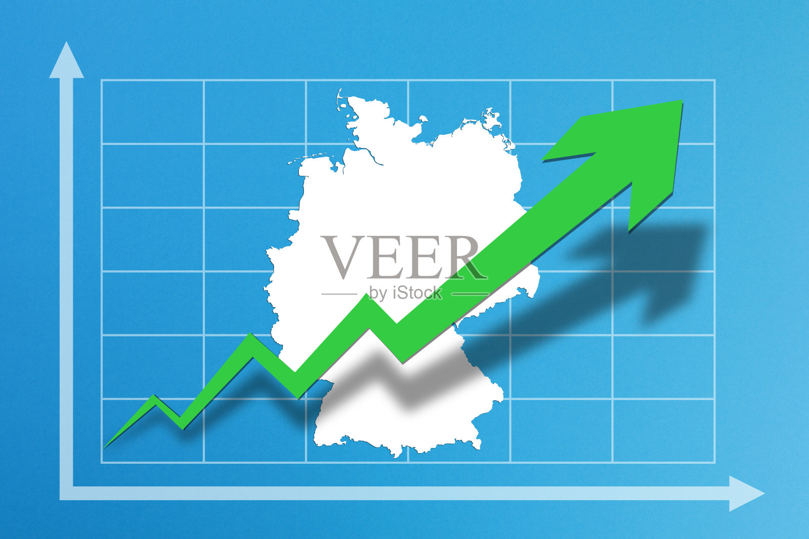 商业增长图表与德国地图在蓝色背景照片摄影图片