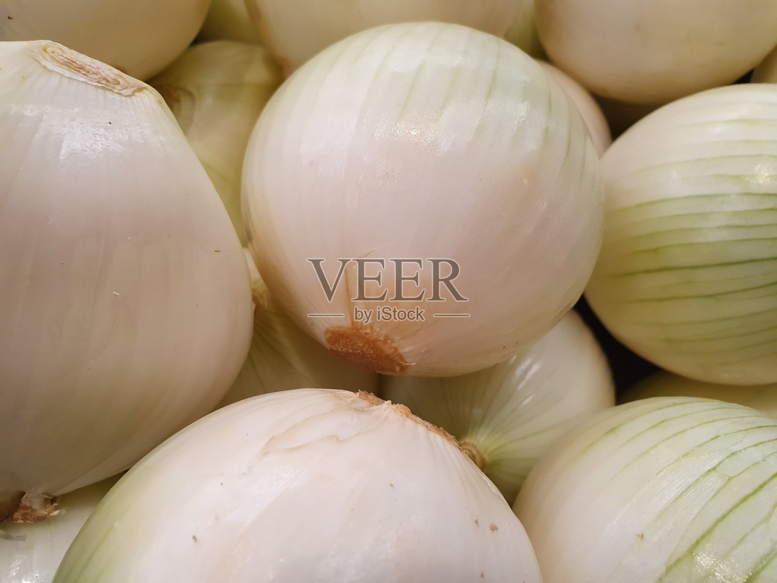 市场上的一堆白洋葱照片摄影图片