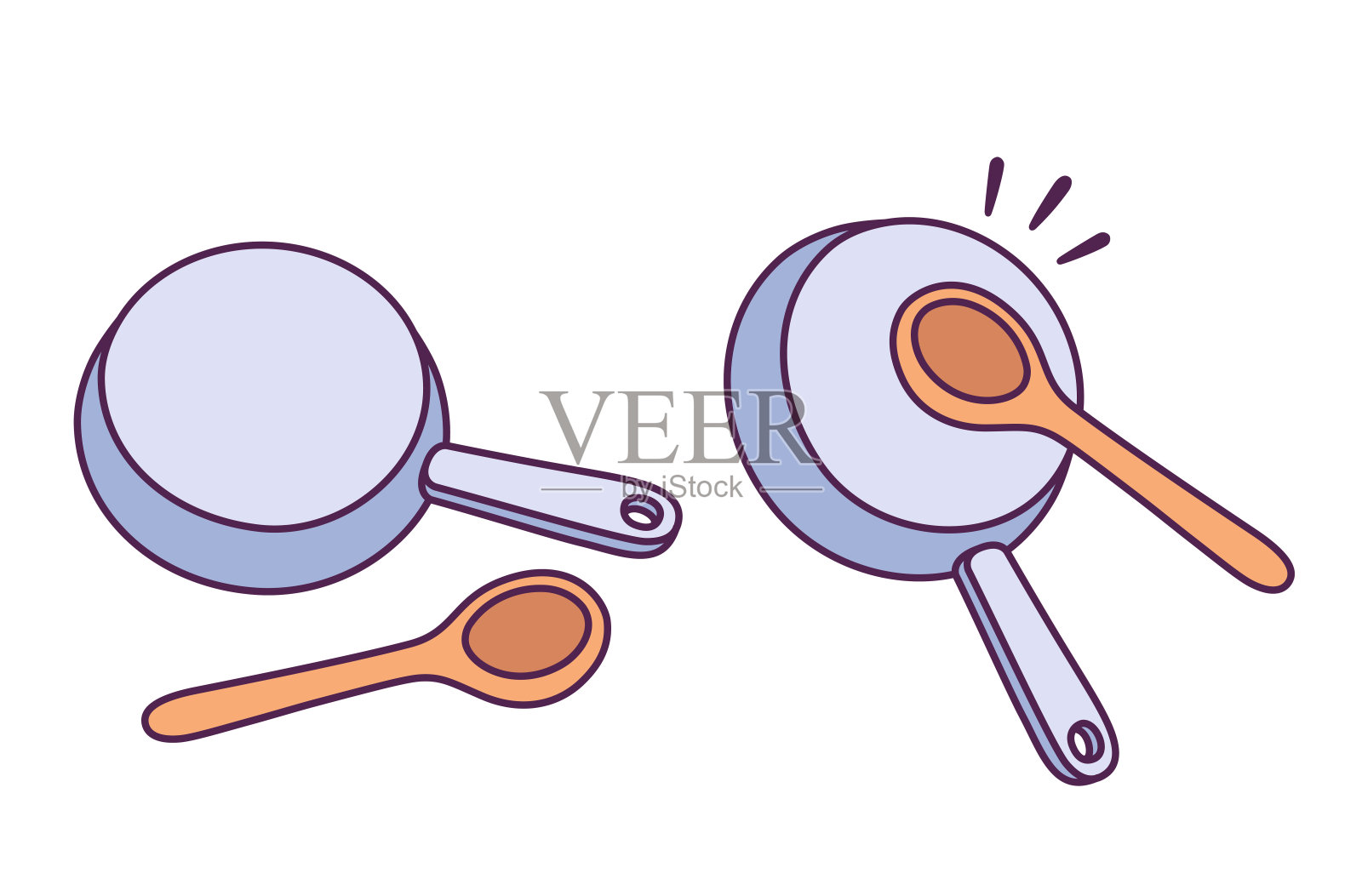 敲打锅碗瓢盆插画图片素材