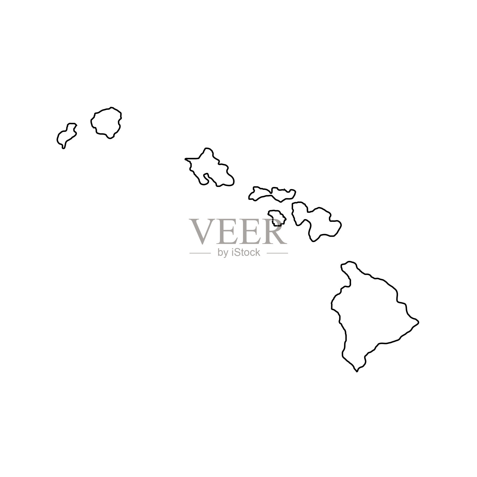 夏威夷-美国的一个州。黑色等高线。矢量插图。每股收益10插画图片素材