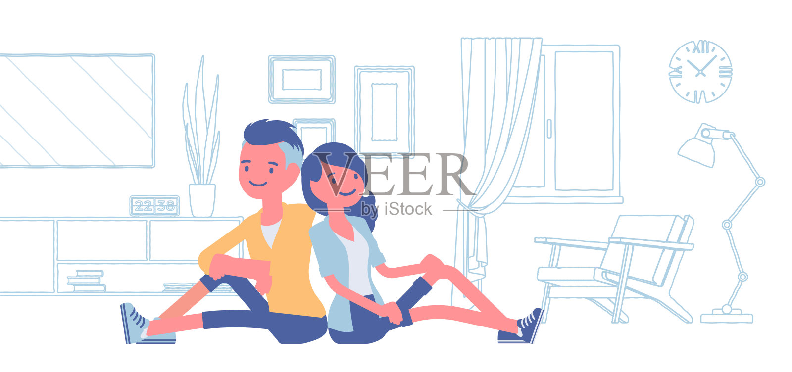 年轻的家庭梦想自己的房子插画图片素材