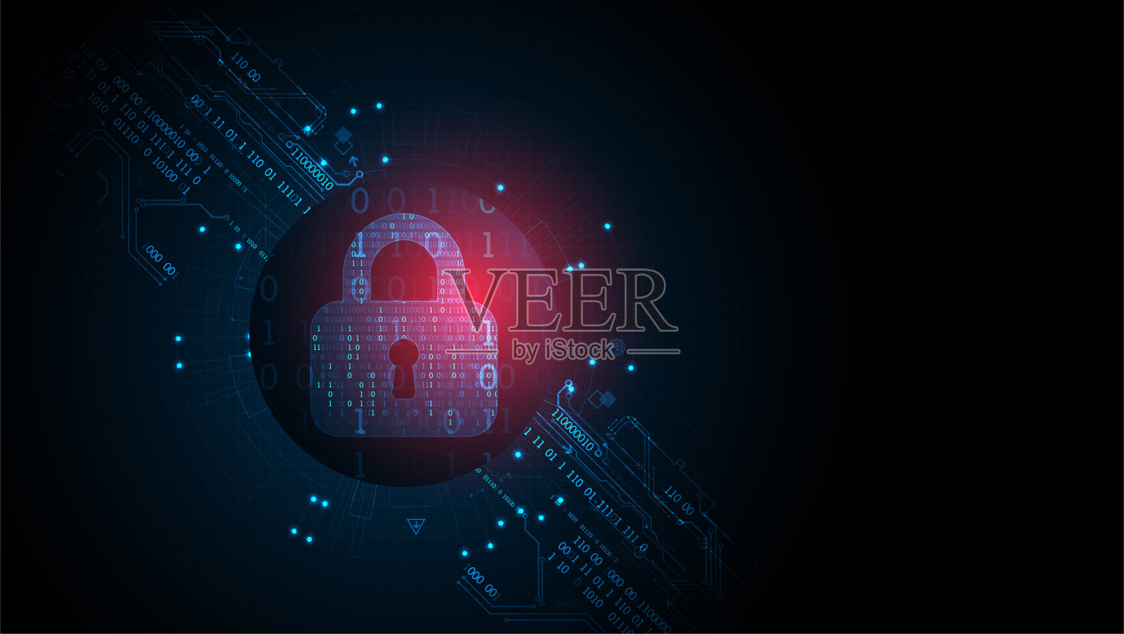 安全的数字空间。虚拟机密，编程保护。插画图片素材