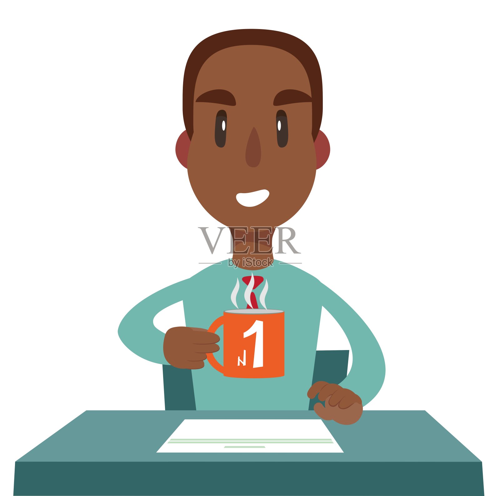 商业成功，标杆和成为第一的市场概念。商人拿着代表成功的杯子插画图片素材