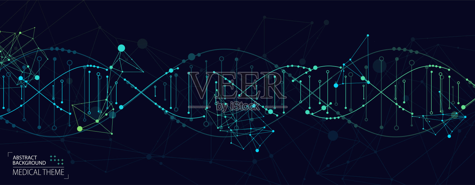 科学模板，抽象背景与3D DNA分子。矢量插图。插画图片素材