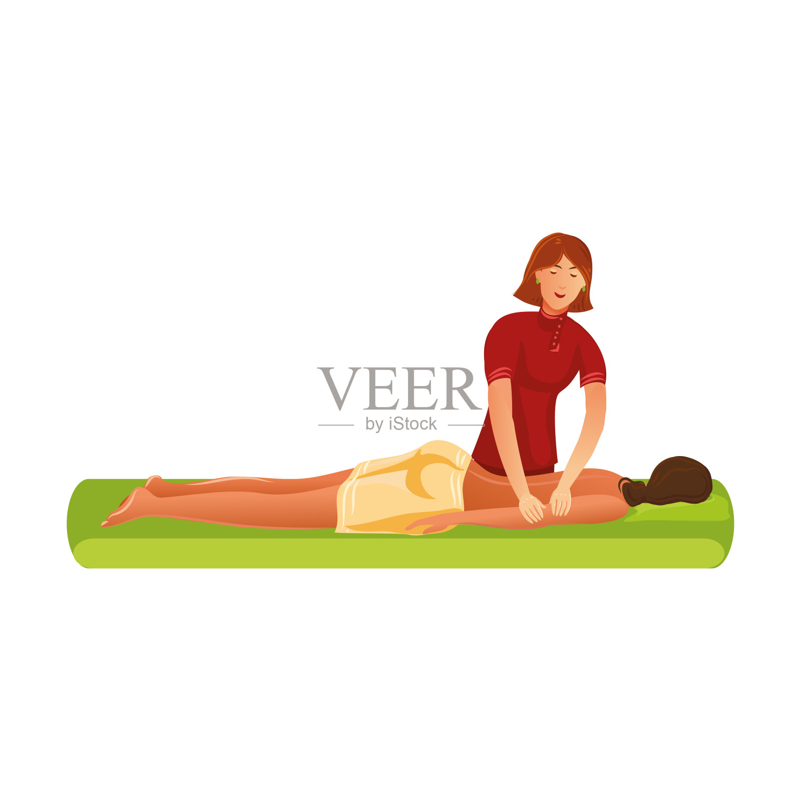 微笑按摩站和使手臂按摩矢量插图插画图片素材