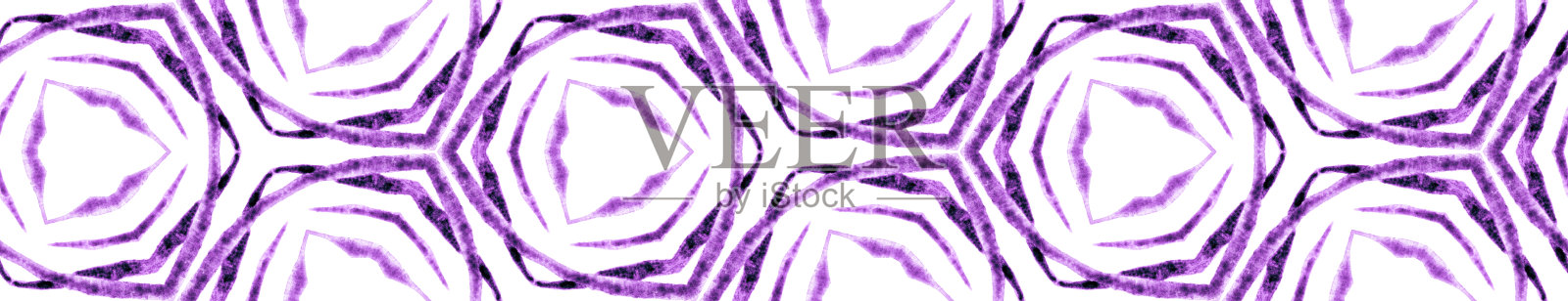 紫色夏季无缝边框滚动。几何佤邦插画图片素材