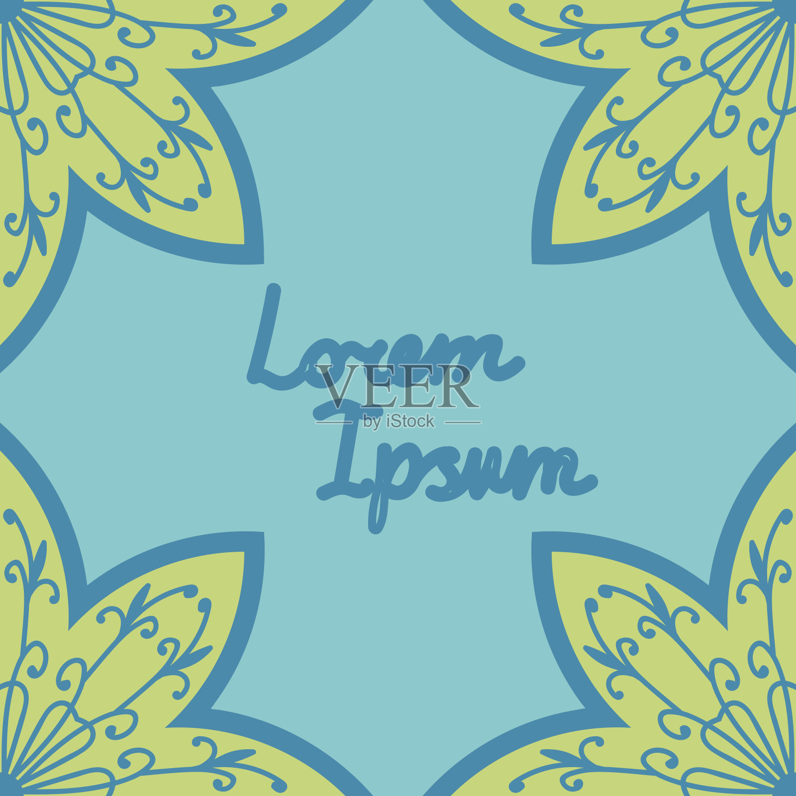 摘要曼陀罗花框传单与空白的文字。花的背景。矢量插图。插画图片素材