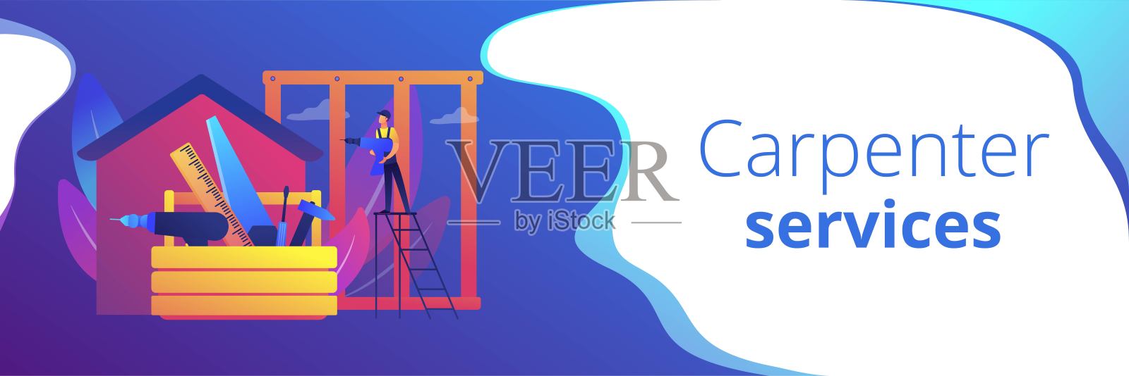 木工服务概念横幅标题插画图片素材