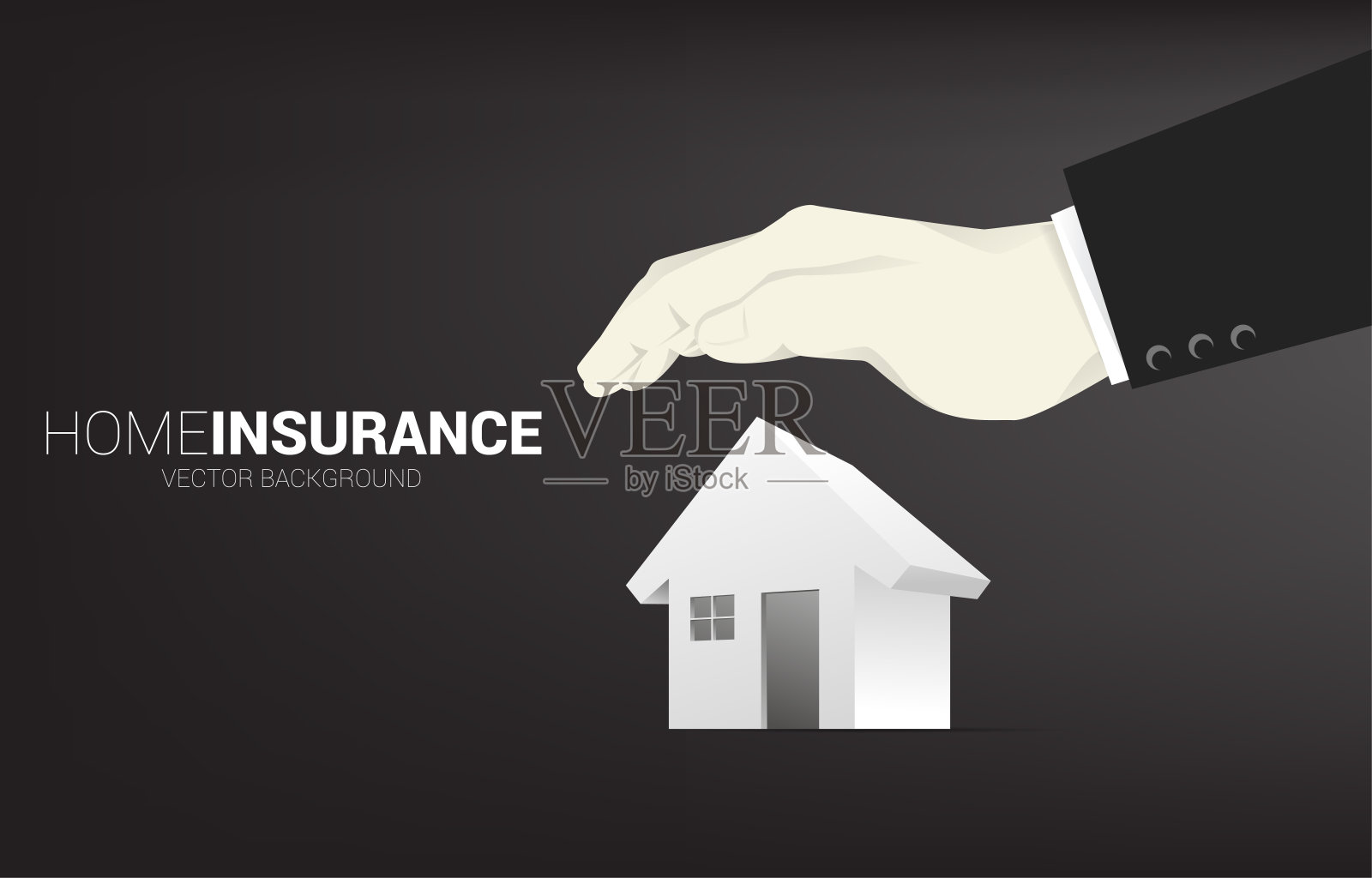 3D家庭图标与商人的封面从顶部。插画图片素材