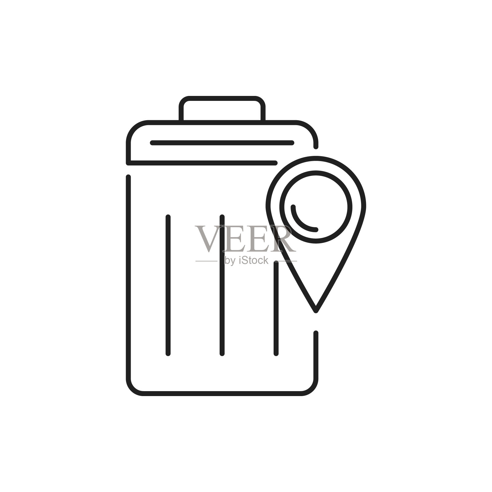 方向针垃圾桶图标。简单的线条，轮廓矢量导航图标的用户界面和用户体验，网站或移动应用程序图标素材