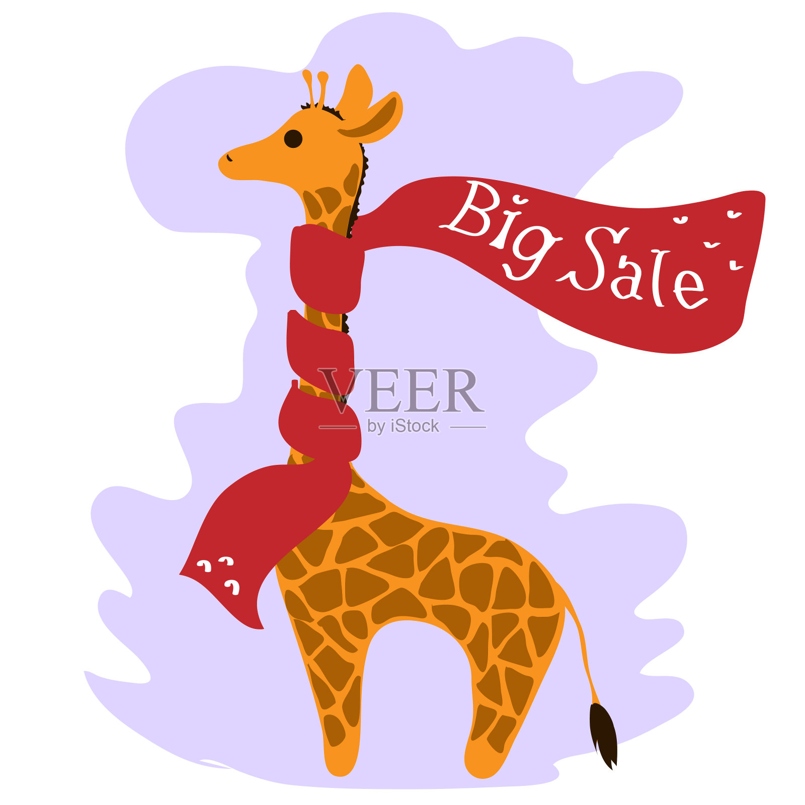 有趣的长颈鹿戴着红色围巾上面写着黑色星期五的折扣设计元素图片