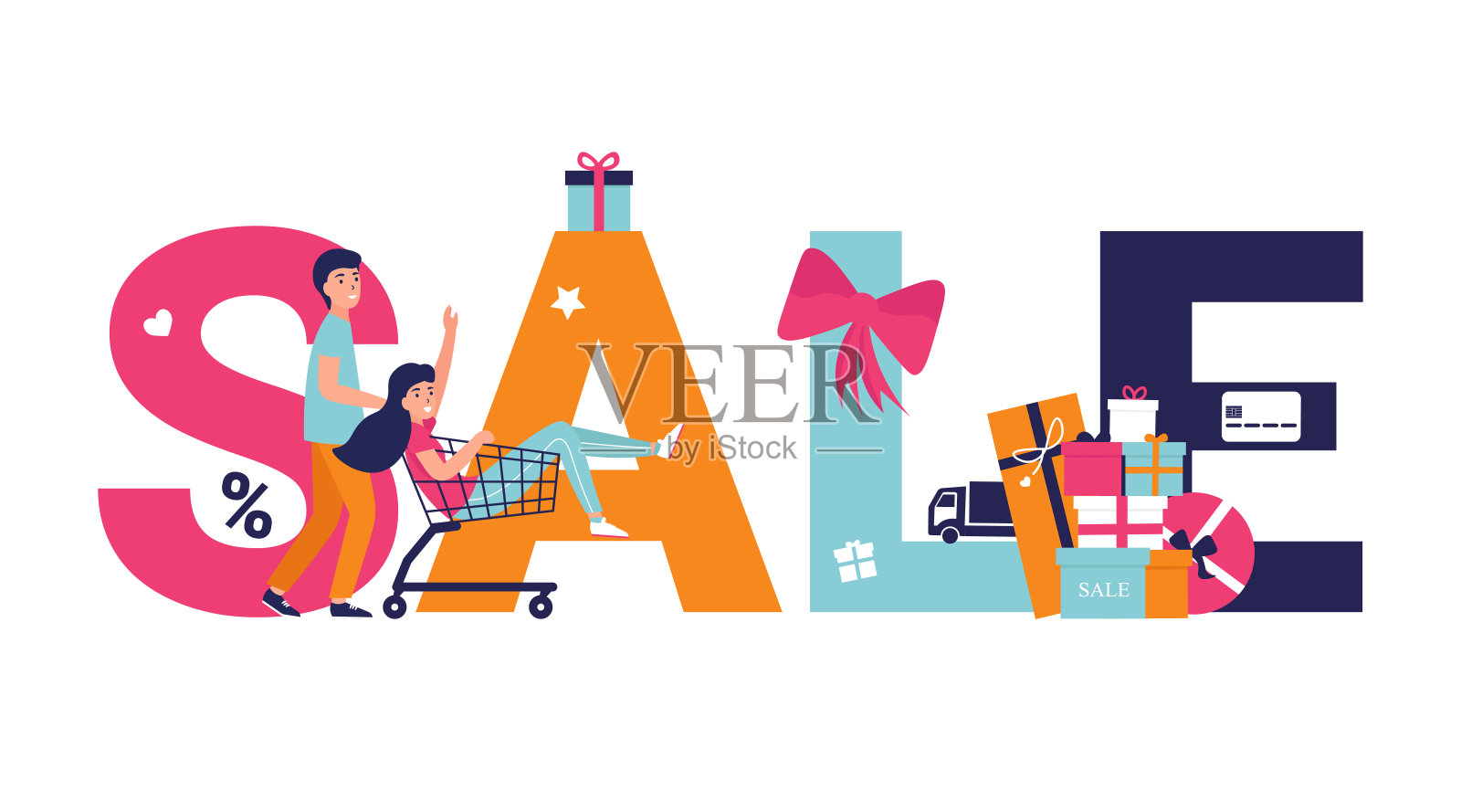 销售字母横幅概念插画图片素材