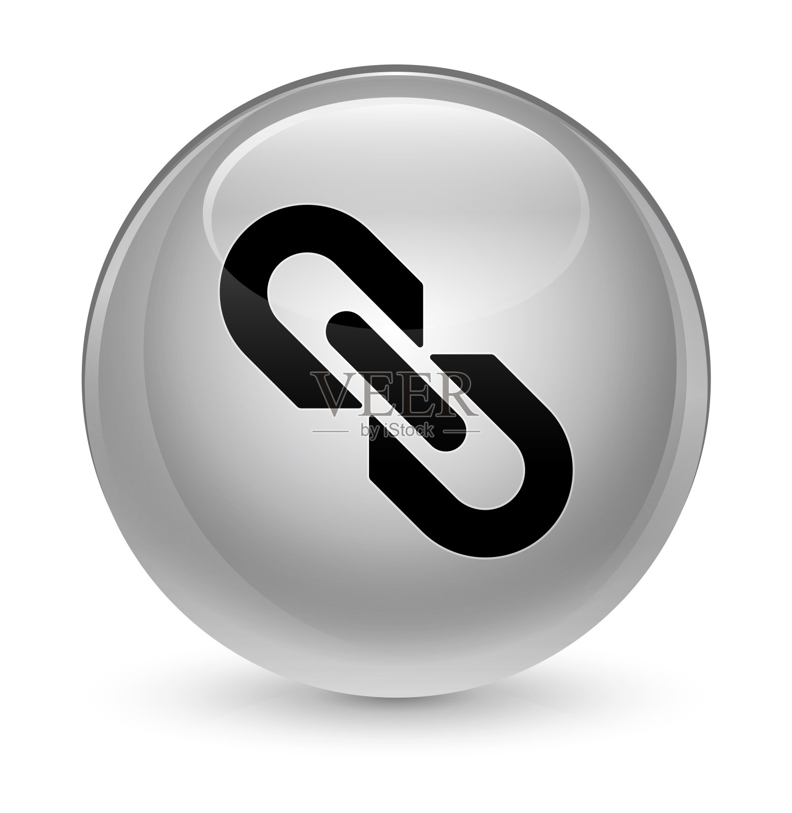 链接图标玻璃白色圆形按钮插画图片素材