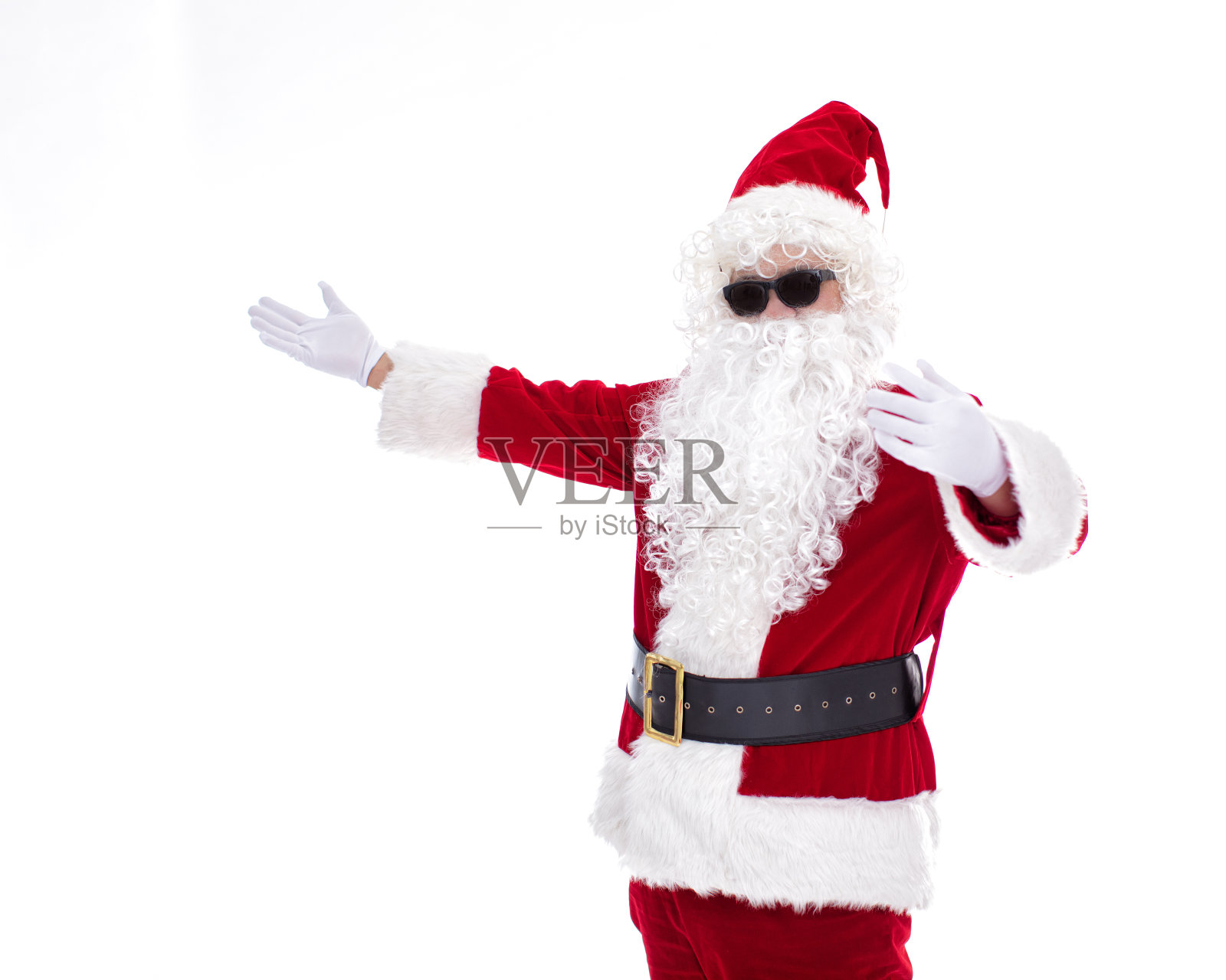 快乐的圣诞老人被孤立在白色的背景下照片摄影图片