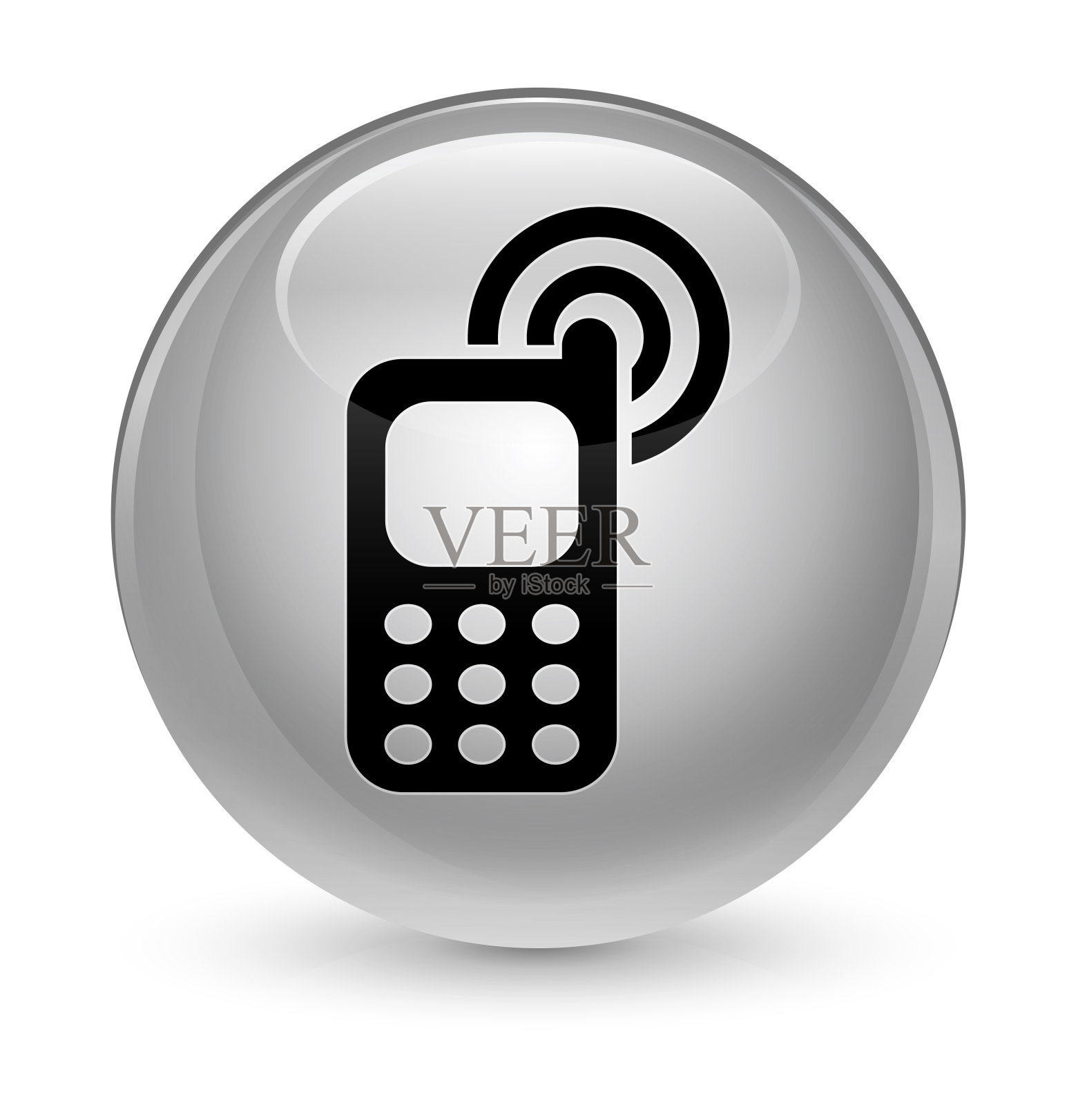 手机铃声图标玻璃白色圆形按钮图标素材