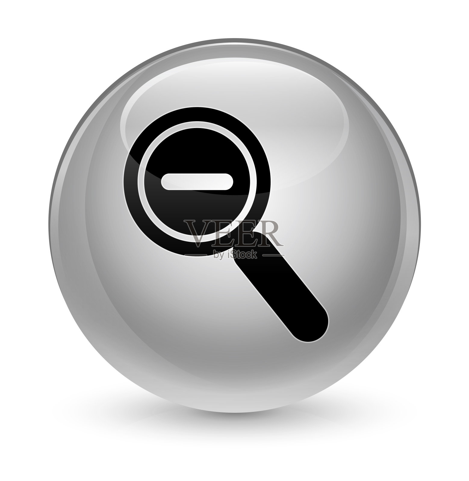 缩小图标玻璃白色圆形按钮插画图片素材