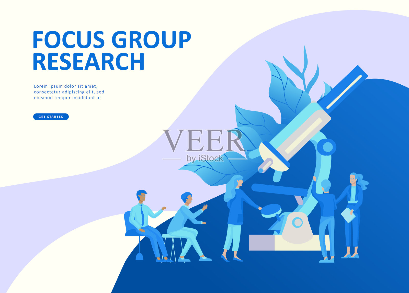 设置登陆页面模板的人的商业应用程序，市场研究，合并，焦点小组研究和收益增长，启动和解决方案。插画图片素材